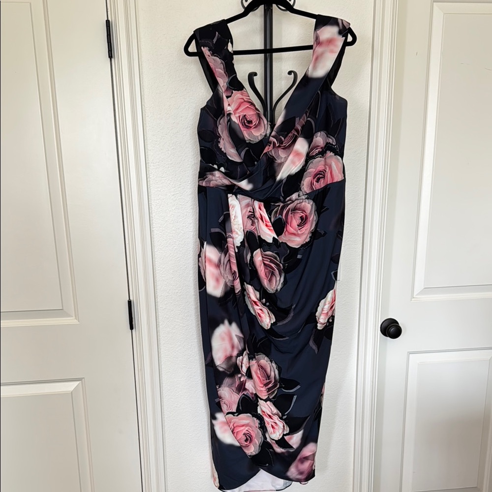 City Chic Pink Sheath Midi Dress V-Neck Sleeveless